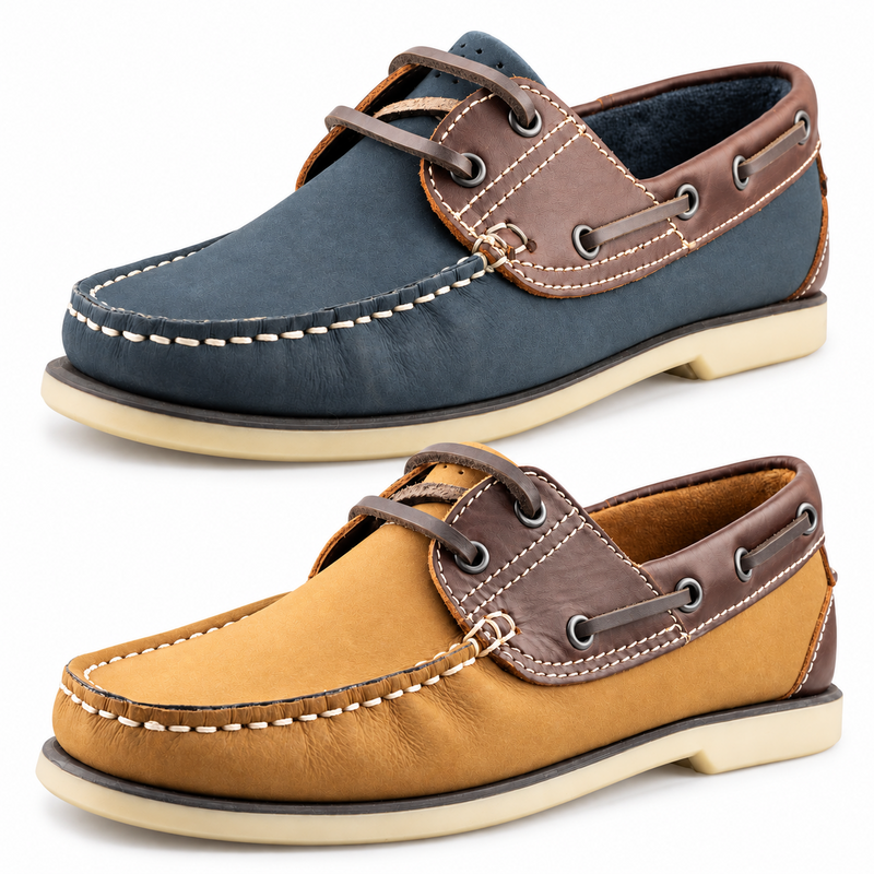 Mens Nubuck & Leather Boat Shoes