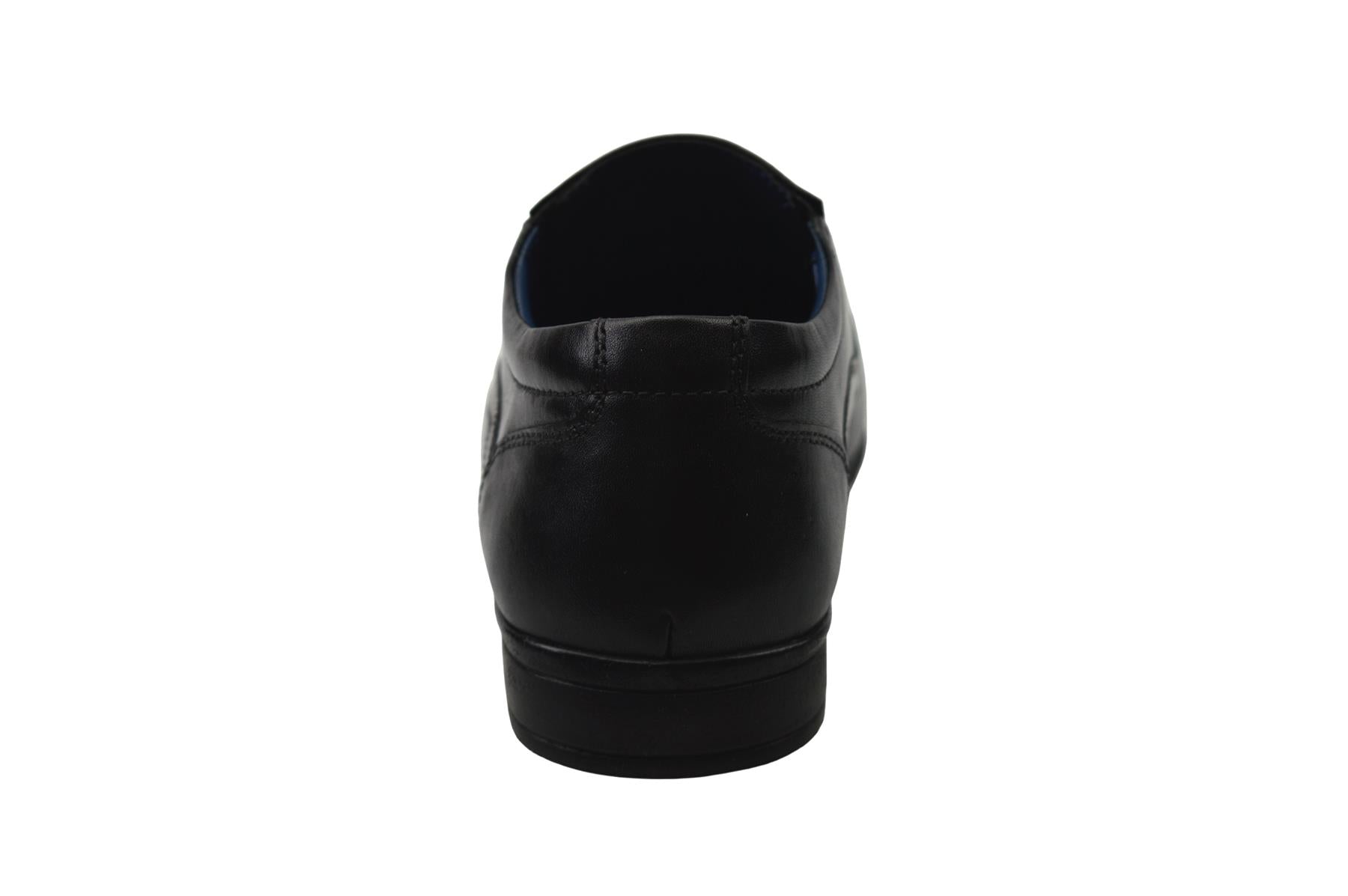 Boys Black Leather Twin Gusset Slip On School Shoes