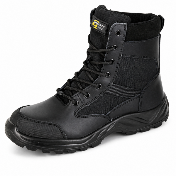 Mens Leather Safety Work Boots Side Zip