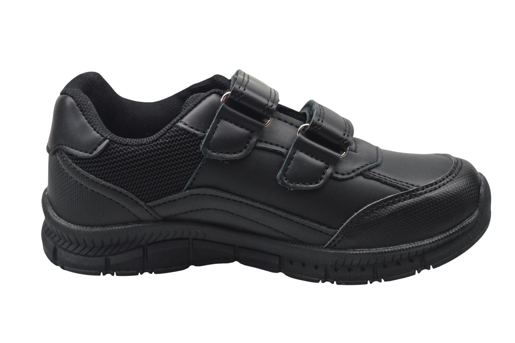 Boys Black Action Coated Leather School Shoes
