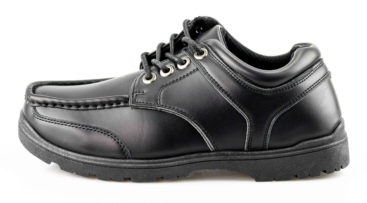 Boys Black PU Lace Up School Boat Shoes