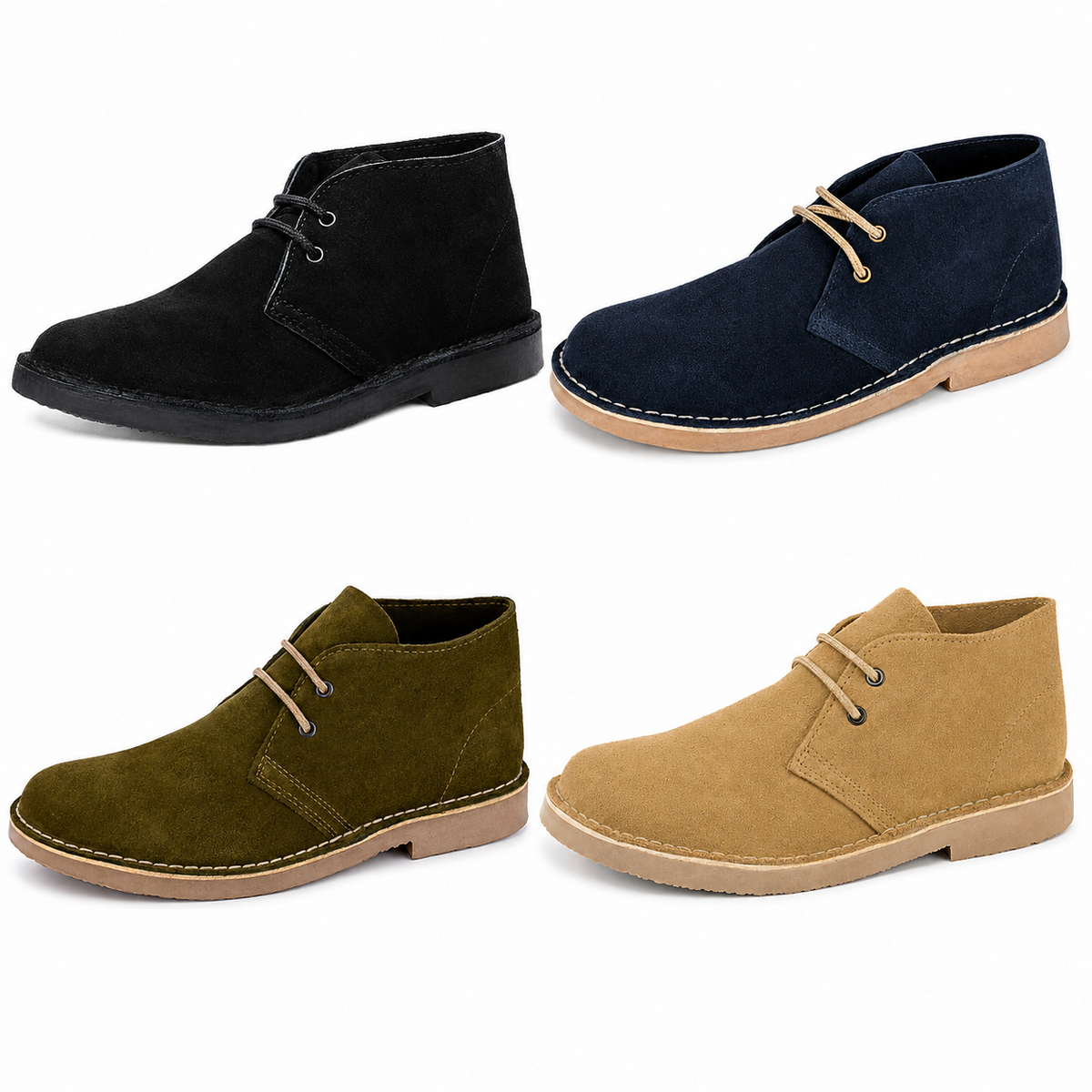 Men's Real Suede Lace Up Desert Ankle Boots