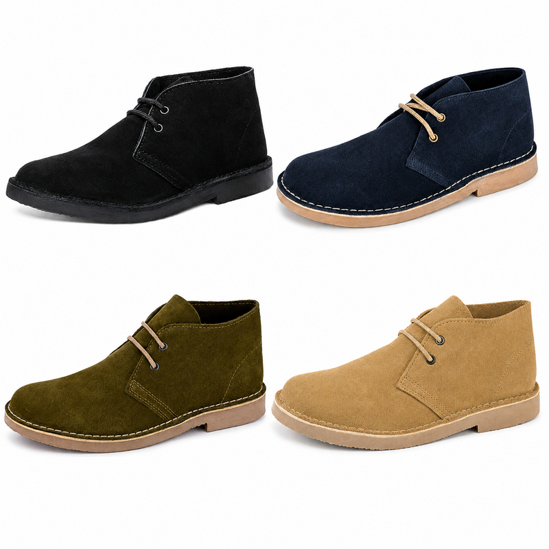 Men's Real Suede Lace Up Desert Ankle Boots