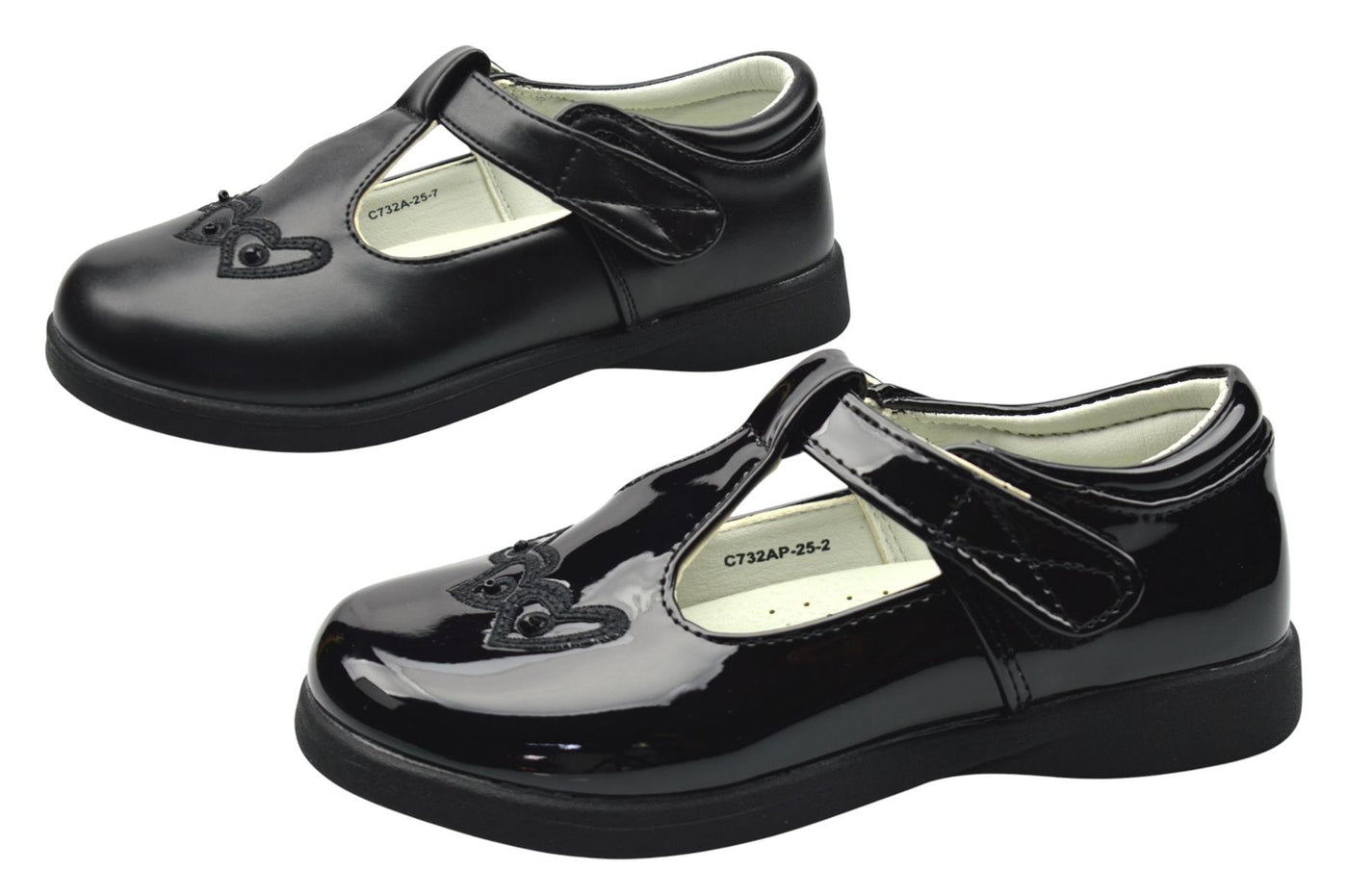 Girls' Infant Black PU Touch Fastening T-Bar School Shoes