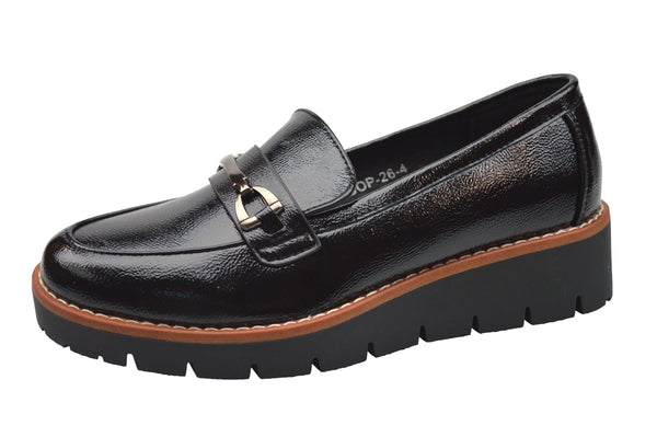 Womens Slip On Saddle Trim Comfort Loafers