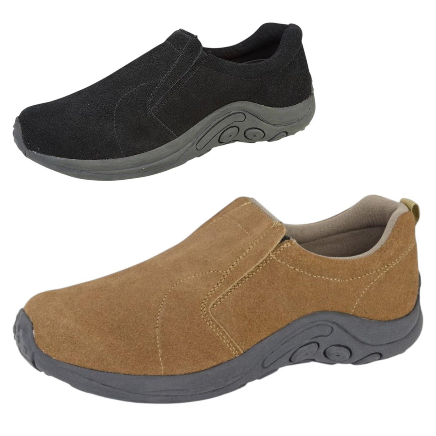 Mens Real Suede Leather Slip On Hiking Walking Shoes