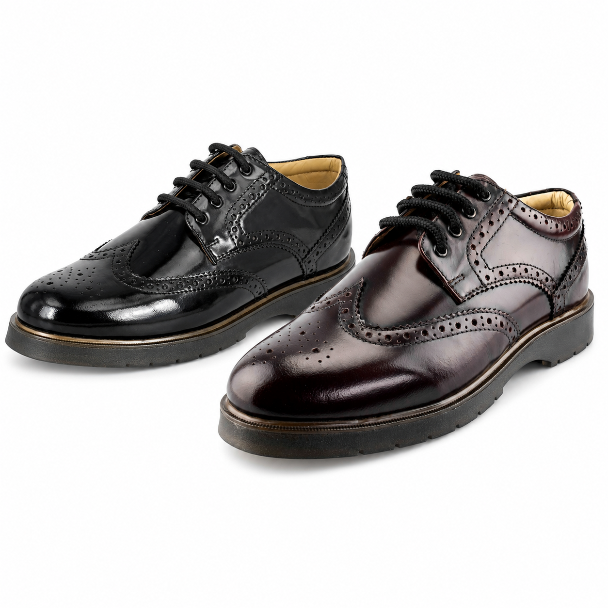 Men’s Leather Wing Cap Brogue Gibson Lace-Up Smart Shoes