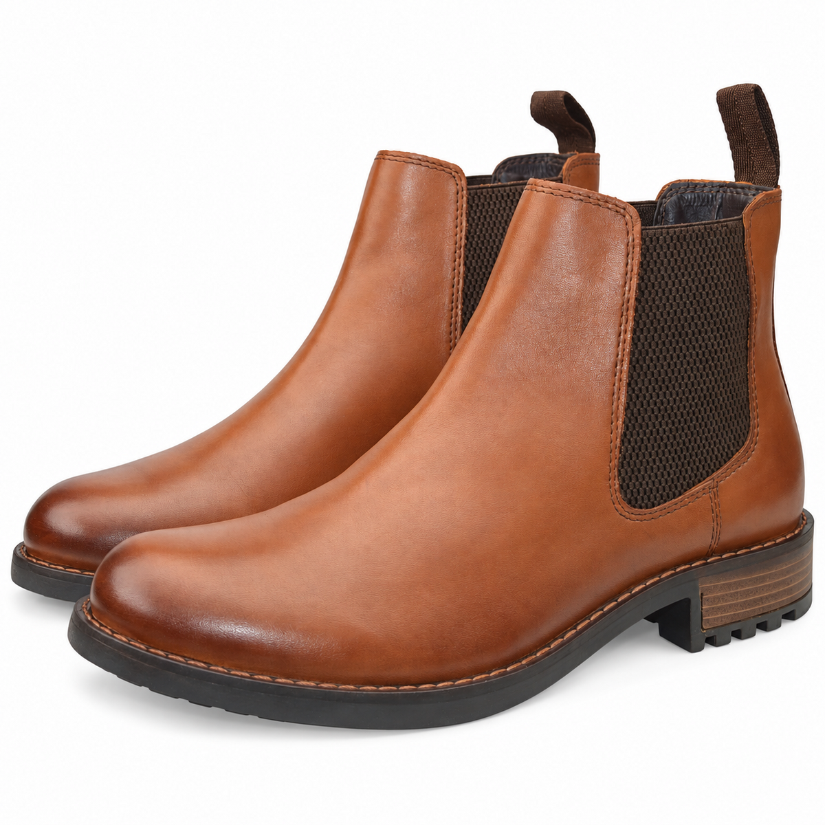 Men's Tan Leather Twin Gusset Chelsea Ankle Boots