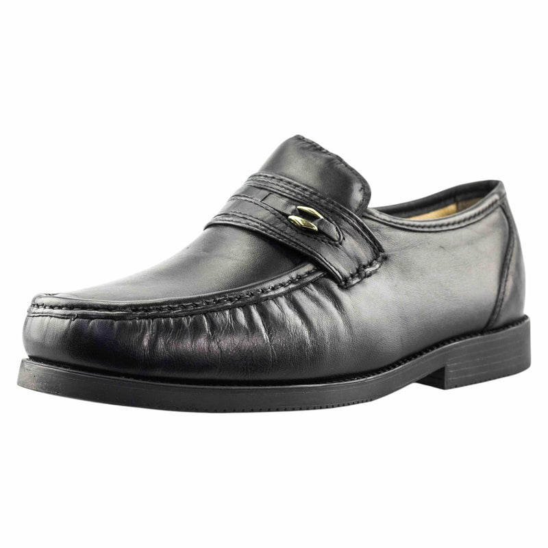 Mens Leather Wide Fit Smart Casual Dress Slip On Walking Work Formal Shoes Size