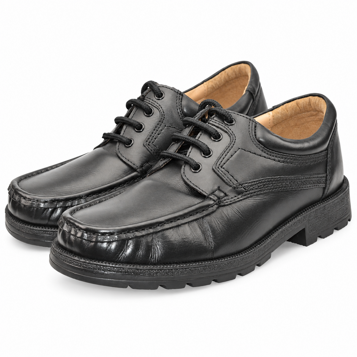 Men's Black Softie Leather Lace-Up Apron Gibson Smart Shoes