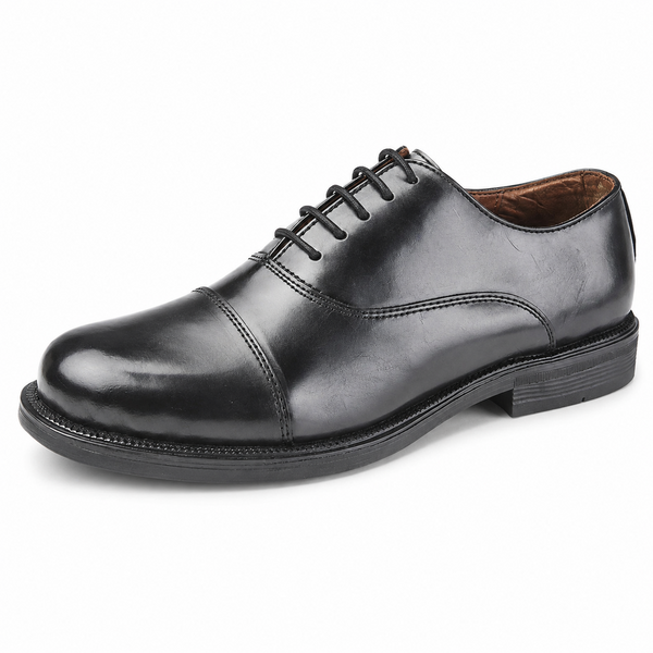Boys' Black Leather Lace-Up Capped Oxford School Shoes