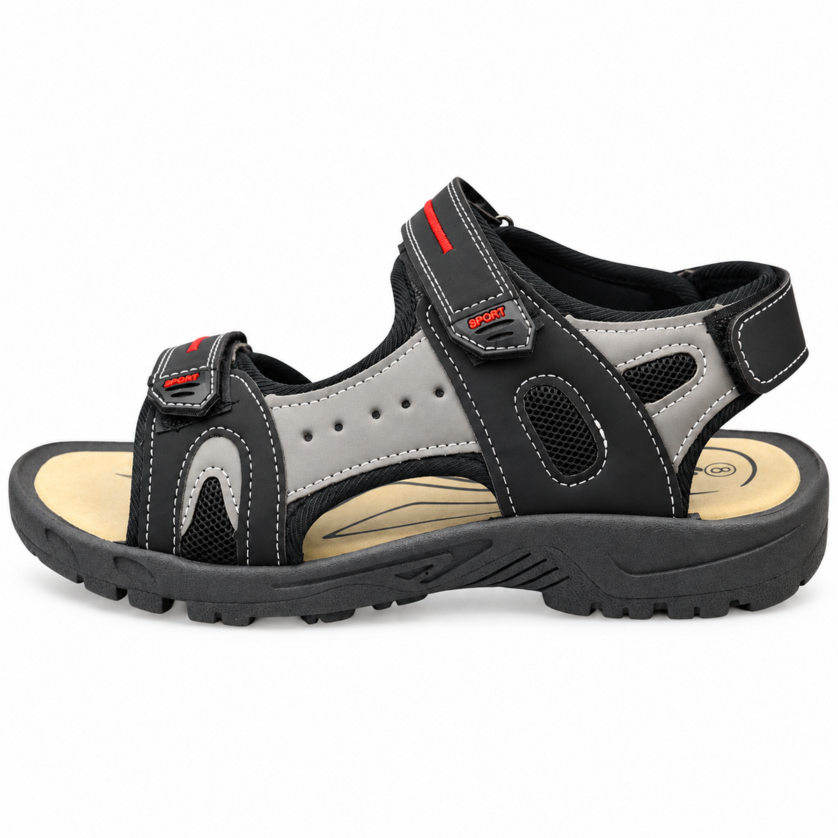 Men's Faux Leather 3-Strap Hiking and Walking Sandals