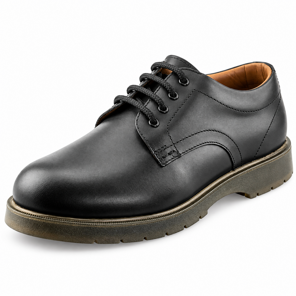 Men's Leather Lace Up Casual Walking Uniform Shoes