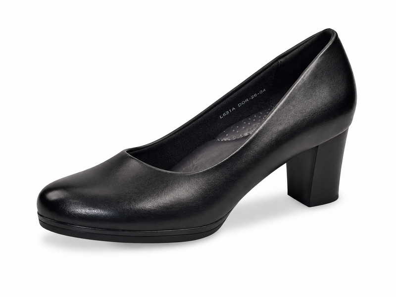 Women's Black PU Comfort Mid Heel Court Shoes