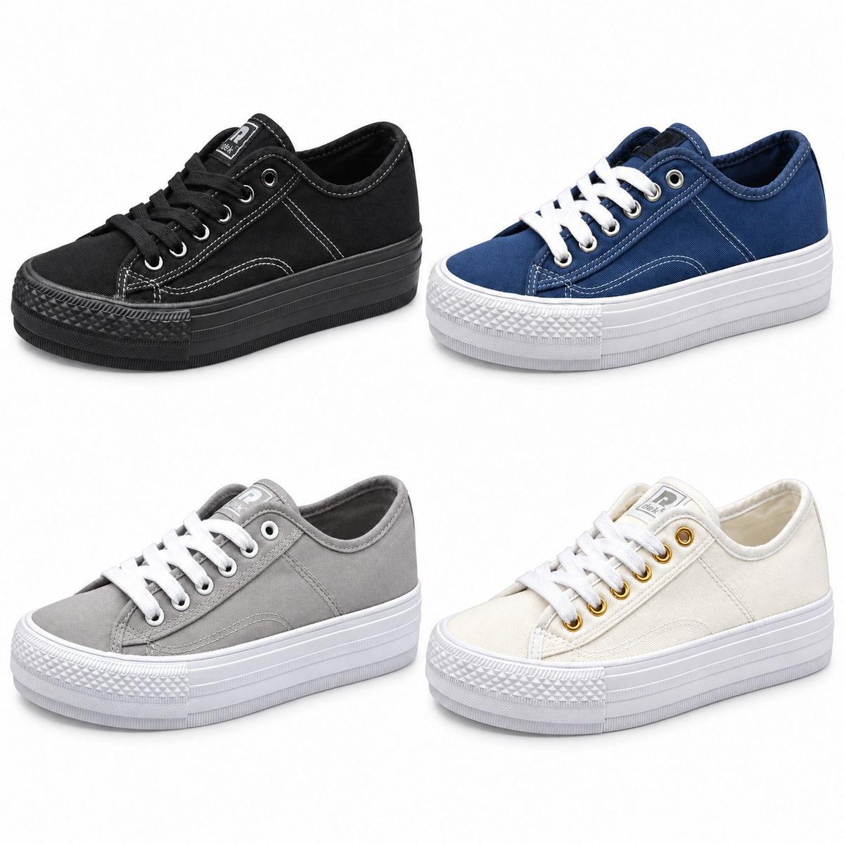 Women's Canvas Lace-Up Platform Trainers