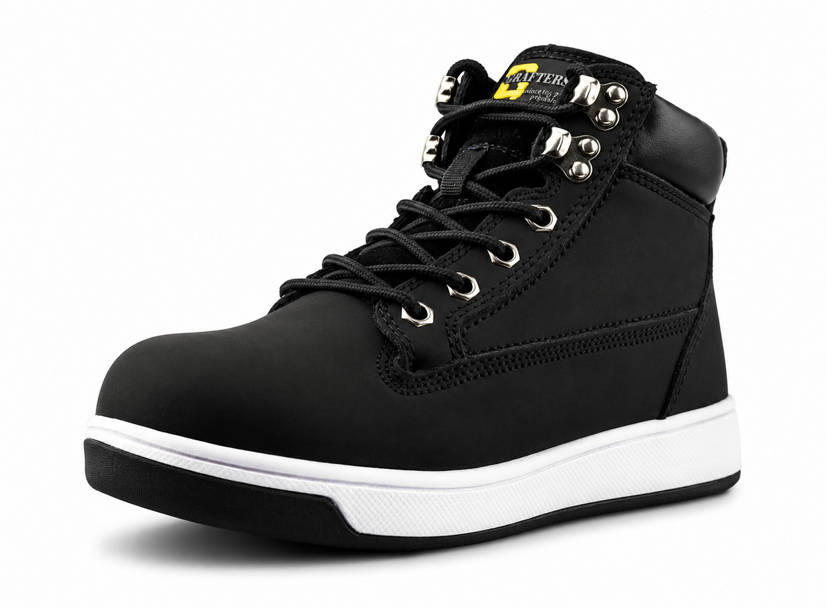 Mens Womens Black Action Nubuck Leather Safety Ankle Boots