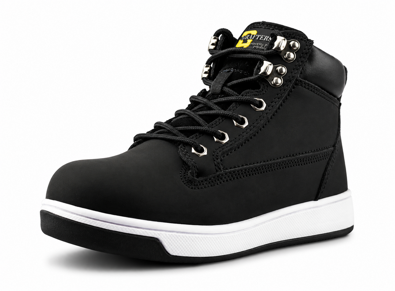 Mens Womens Black Action Nubuck Leather Safety Ankle Boots