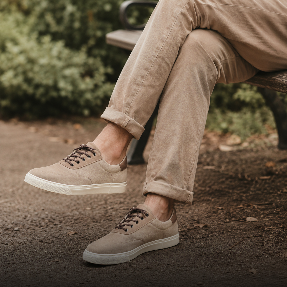 Beige low-top canvas casual shoes/trainers